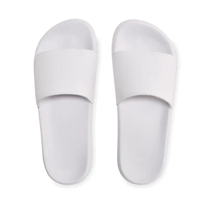 Sandale slip-on albe glisoare anti-alunecare mărimea 38 39 cu design minimalist și material uniform neted