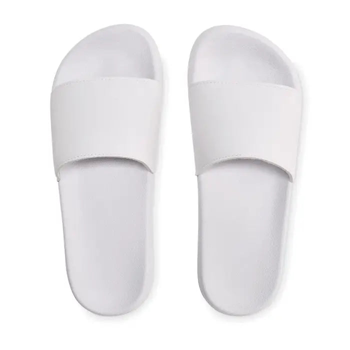 Glisoare anti-alunecare mărimea 40/41 sandale albe slide cu design minimalist și material neted uniform