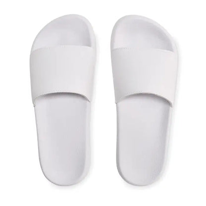 Glisoare anti-alunecare mărimea 40/41 sandale albe slide cu design minimalist și material neted uniform