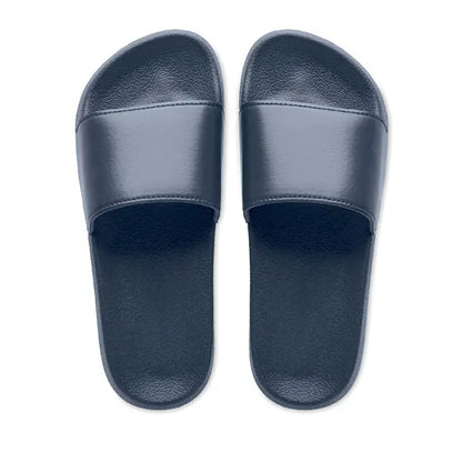 Glisoare anti-alunecare marimea 42/43 sandale slip-on negre cu suprafata neteda texturata si talpa de cauciuc