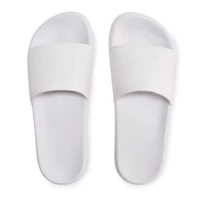 Slapi albi cu talpa antialunecare din cauciuc si design minimalist, marimea 42 43
