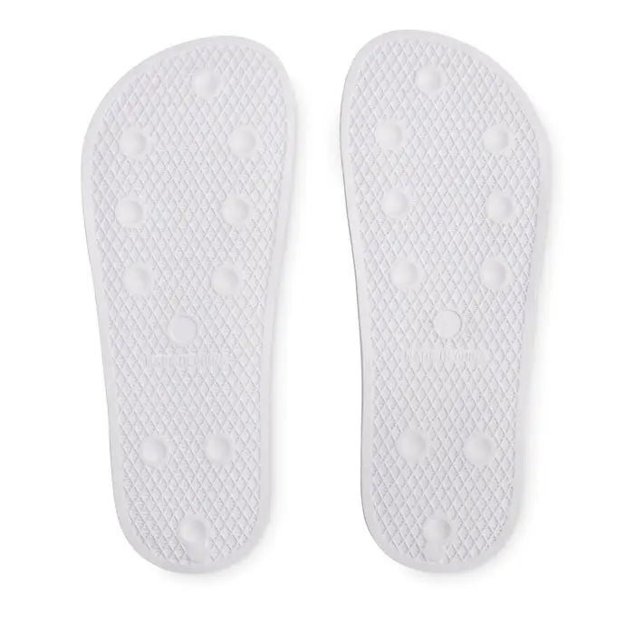Flip-flops albe din cauciuc cu talpă texturată diamant și gripuri circulare antialunecare marimea 42/43
