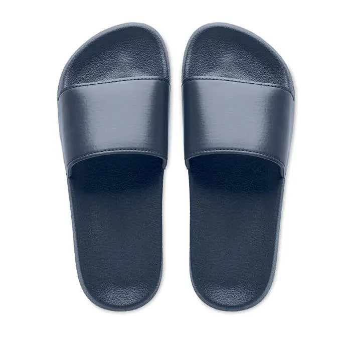 Black slide sandals anti-alunecare marimea 44 45 cu bretea lucioasa si talpa cauciuc texturata
