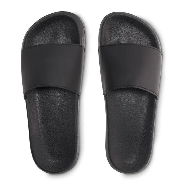 Sandale tip slapi negri din cauciuc glisoare anti alunecare marimea 44 45 design minimalist simplu