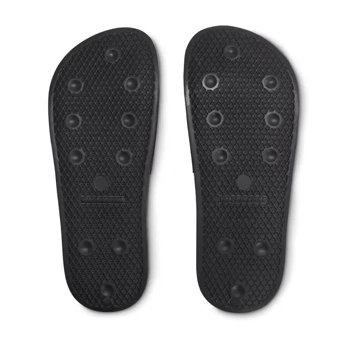 Glisoare anti-alunecare marimea 46/47 flip-flops negre din cauciuc cu talpa texturata si puncte de aderenta circulara