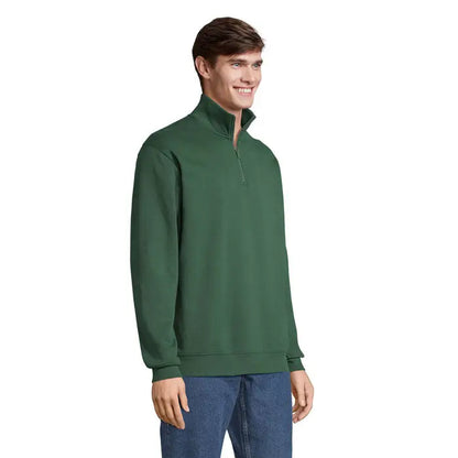 Guler cu fermoar conrad din fleece verde inchis cu maneci si tiv refiletat ideal pentru transpiratie
