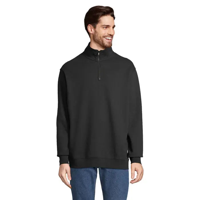 Guler cu fermoar conrad din fleece negru cu maneci si tiv reiat ideal pentru transpiratie