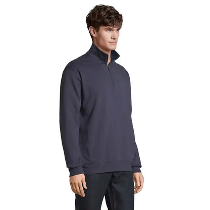 Guler cu fermoar conrad din fleece bleumarin pentru transpiratie, cu maneca lunga si design half-zip