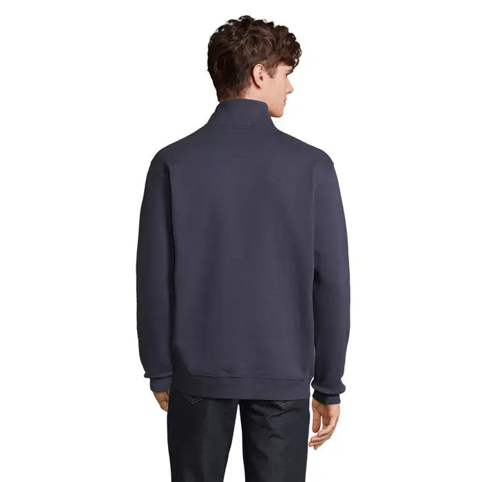 Guler cu fermoar conrad bleumarin inchis cu gat inalt si mansete ribbed pentru transpiratie