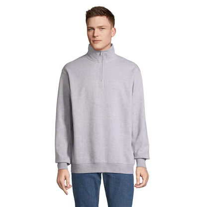 Guler cu fermoar conrad din fleece gri deschis pentru bărbați cu guler și manșete striate