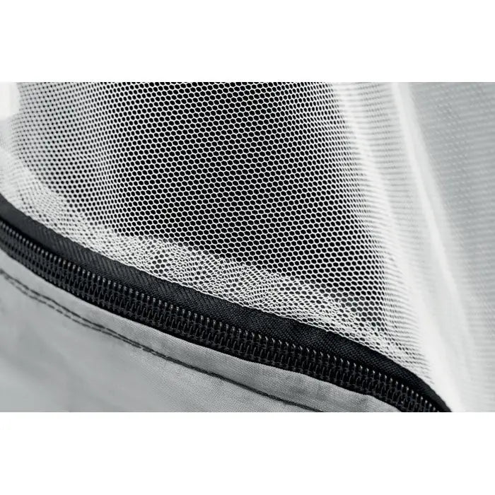 Hamac cu plasa de tantari din material plasa alb cu fermoar negru pe margine