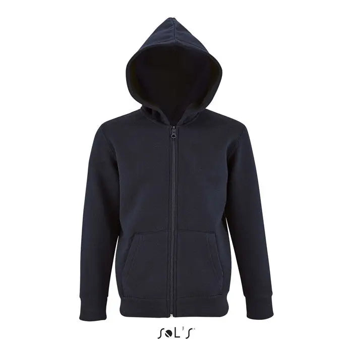 Hanorac negru cu fermoar hoodor copii stone 260g interior fleece moale si buzunare frontale