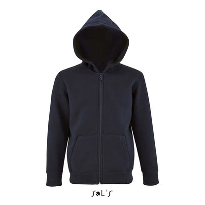 Hanorac cu fermoar negru hoodor copii stone 260g cu interior moale din fleece si buzunare frontale