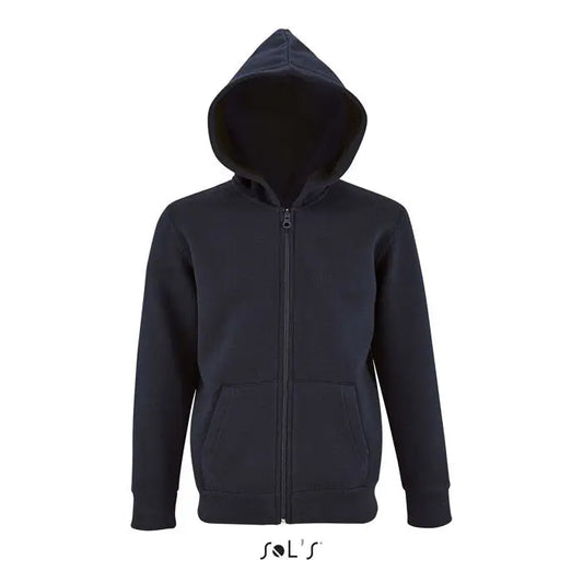 Hanorac cu fermoar negru hoodor copii stone 260g cu interior moale din fleece si buzunare frontale