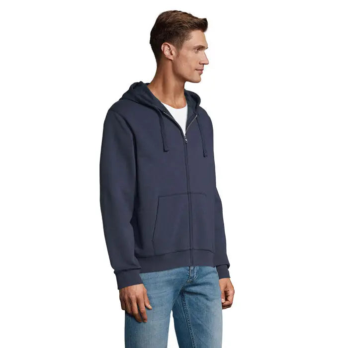 Navy blue zip-up hoodie cu fermoar, buzunar frontal si gluga cu snur, model HOODOR SPIKE BaRBAtI