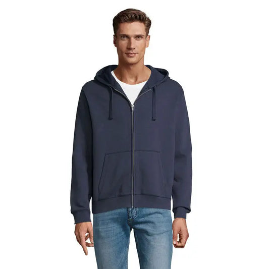 Navy blue zip-up hoodie cu fermoar hoodor spike barbati, buzunar frontal si gluga cu snur din material confortabil