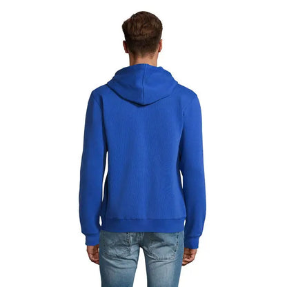 Hanorac hoodor spike barbati cu fermoar albastru regal vibrant cu textura ribbin si croi clasic