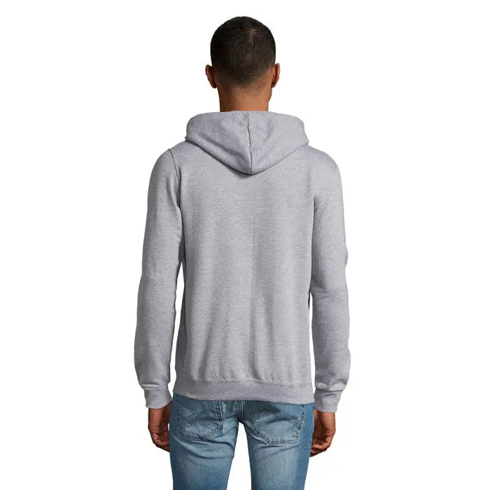 Hanorac gri heathered horica unisex stone cu fermoar, croiala clasica si maneci cu mansete striate