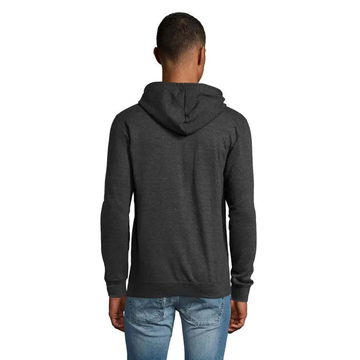 Hanorac cu fermoar horica unisex stone gri închis melanj cu material moale și manșete striate
