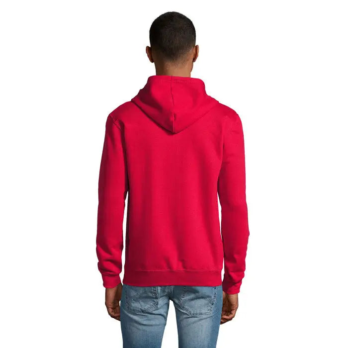 Hanorac rosu vibrant horica unisex stone cu fermoar, cu gluga, maneci lungi si tiv bordat