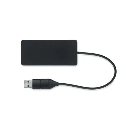 Hub usb cu 3 porturi negru mat cu cablu scurt de 20 cm si conector usb-a standard