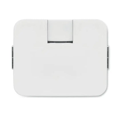 Hub usb alb din plastic cu 4 porturi si clipsuri metalice pe laterale cu balama centrala