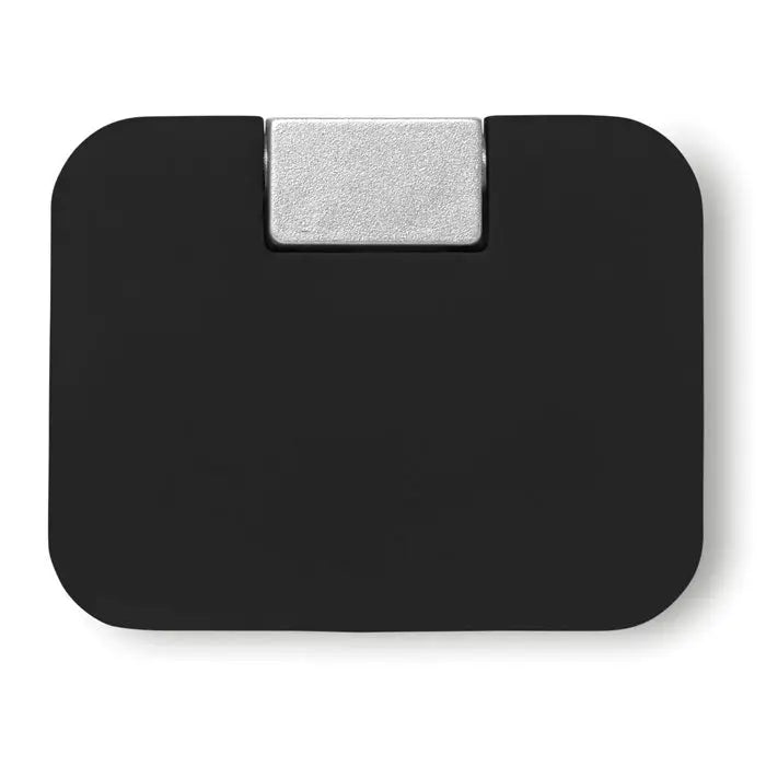 Hub usb negru cu 4 porturi si clasp metalic argintiu in partea superioara