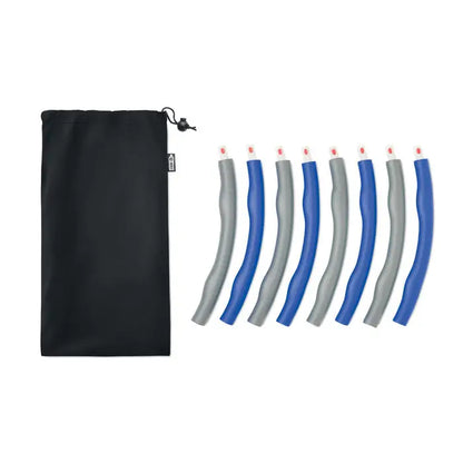 Set de zece hula hoopuri flexibile albastre și gri din silicon cu vârfuri roșii husa rpet