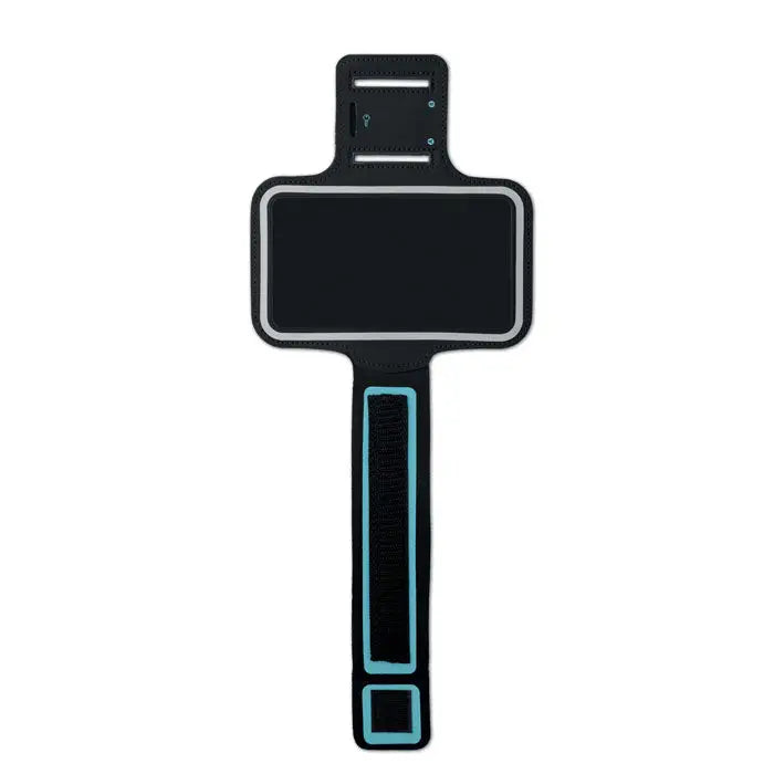 Husa mare pentru telefon din neopren albastru si negru cu bratara atletica flexibila si design ergonomic pentru antrenamente