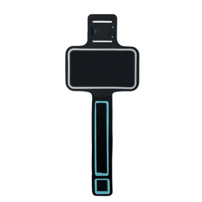 Husa mare pentru telefon din neopren albastru si negru cu bratara atletica flexibila si design ergonomic pentru antrenamente