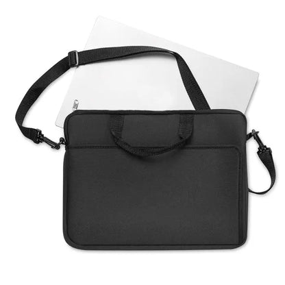 Husa pentru laptop neagra din neopren cu bretea de umar reglabila si maner superior din material rezistent