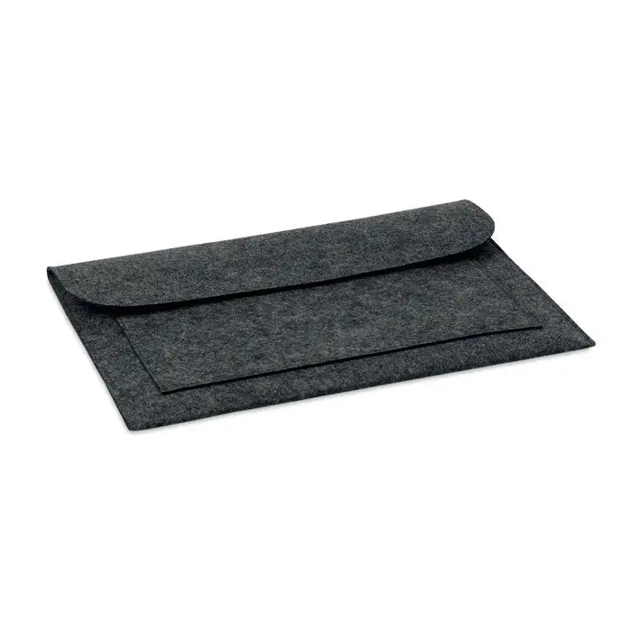 Husa pentru laptop felt de 15 inchi din fetru gri inchis cu design simplu si minimalist