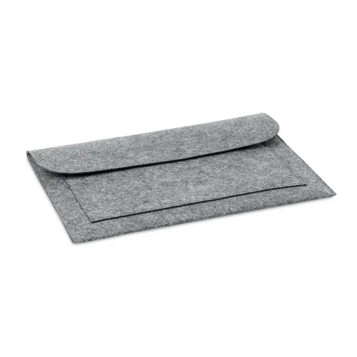 Husa pentru laptop felt de 15 inchi gri din fetru cu textura subtila si design minimalist curat