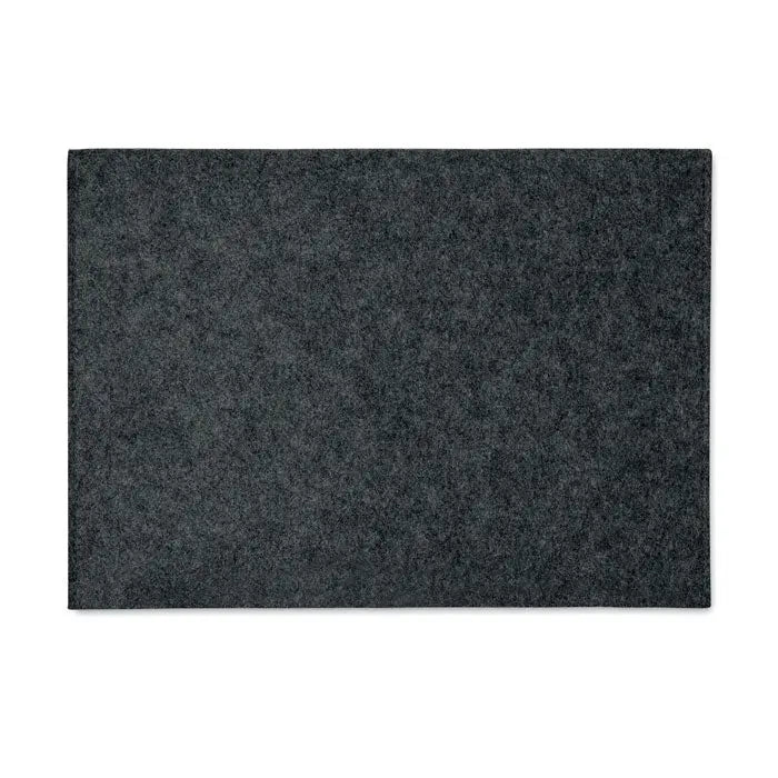 Husa pentru laptop felt de 15 inchi cu placemat gri inchis din fetru cu suprafata moale si texturata