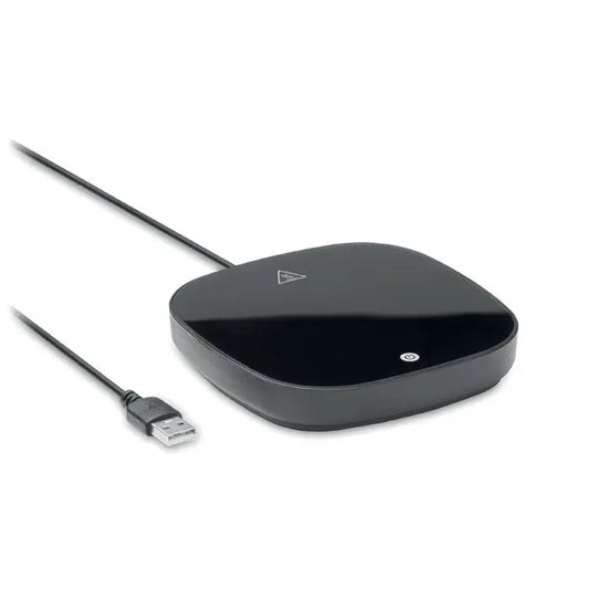 Incalzitor de cani din abs cu suprafata neagra lucioasa si cablu usb atasat pentru incarcare wireless
