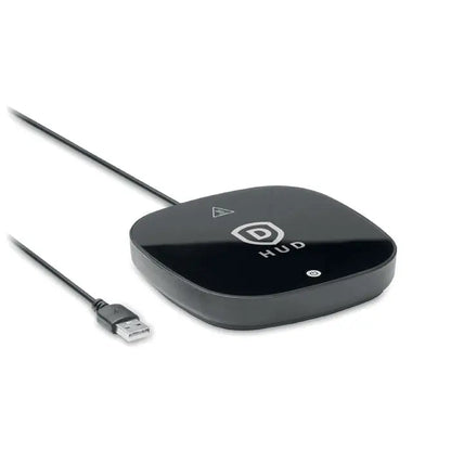 Receptor wireless usb dreptunghiular negru cu finisaj lucios si logo hud pentru incalzitor de cani din abs