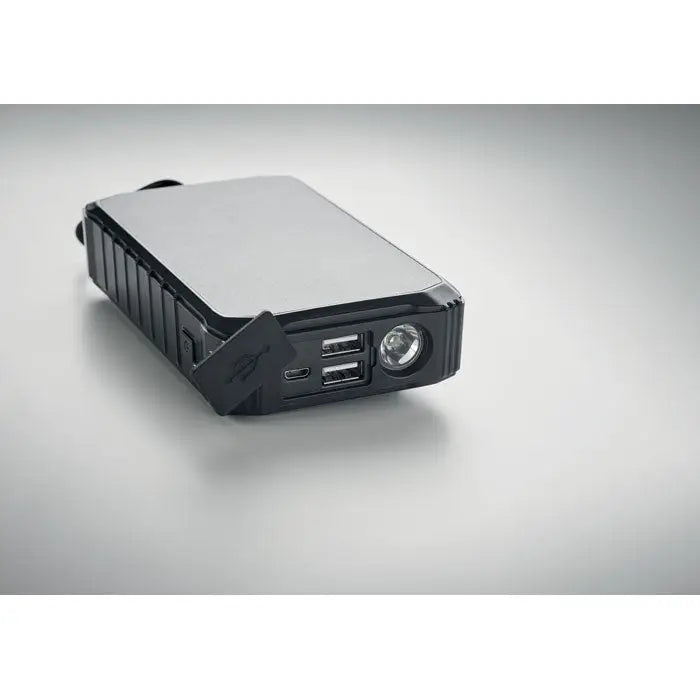 Black rugged power bank solar de 8000 mah cu lanterna led integrata si porturi usb multiple