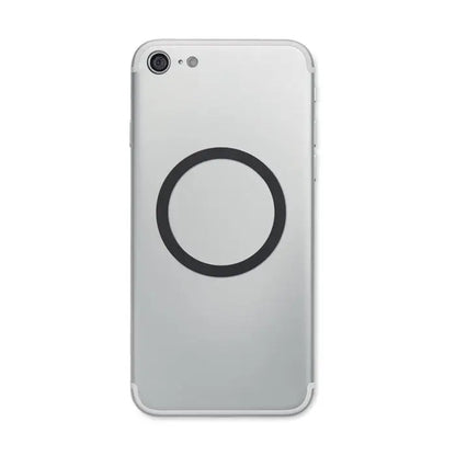 Iphone silver cu inel magnetic negru circular pe spate pentru incarcator magnetic portabil 15w