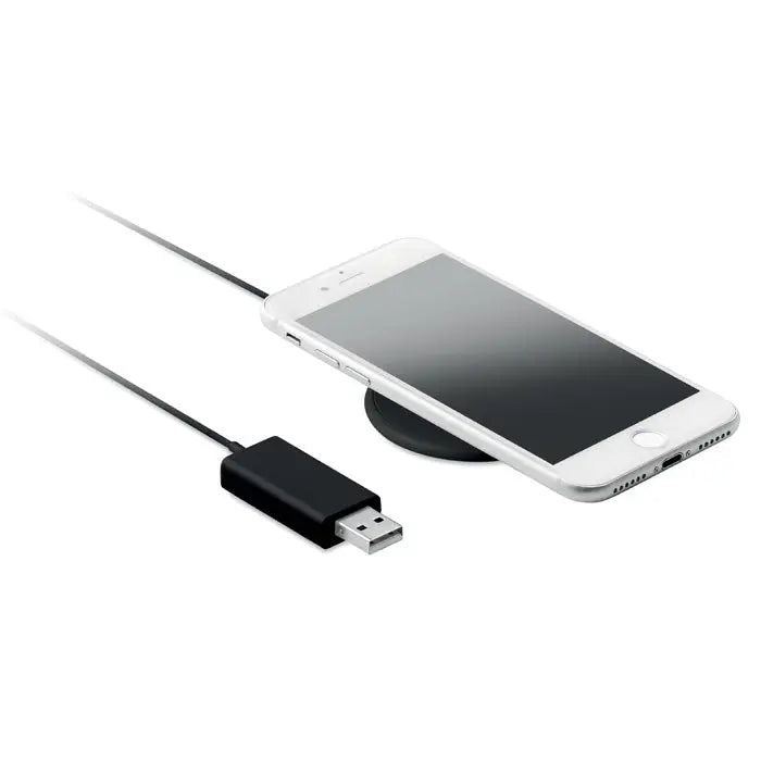 Incarcator magnetic wireless 10w alb cu telefon pe pad de incarcare wireless negru conectat la cablu usb