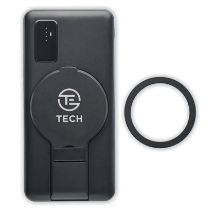 Incarcator magnetic wireless 15w negru cu suport integrat si inel accesoriu asortat pentru telefon mobil