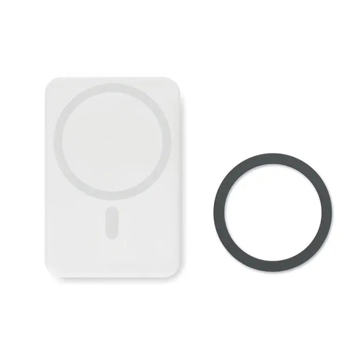 Incarcator magnetic wireless 15w alb dreptunghiular cu indicator circular si inel de cauciuc negru