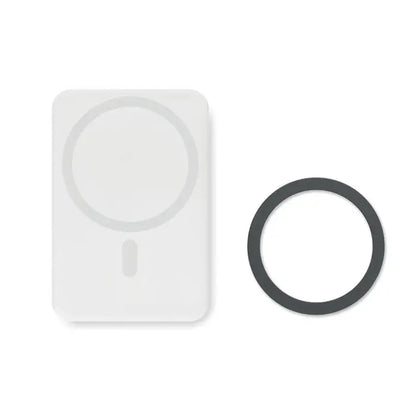 Incarcator magnetic wireless 15w alb dreptunghiular cu indicator circular si inel de cauciuc negru