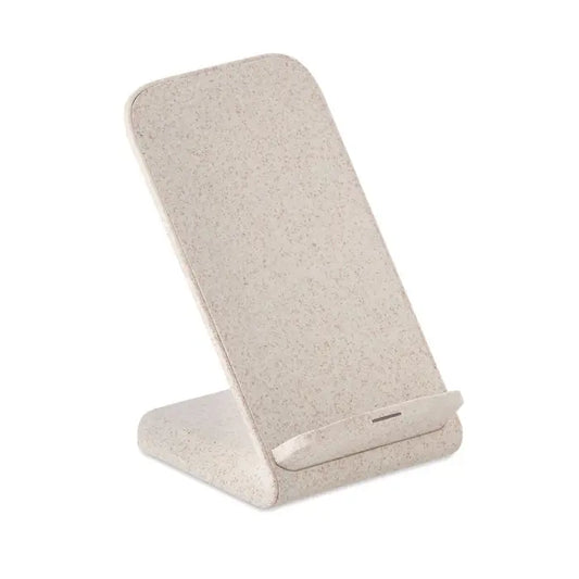 Beige, cu model pestri, incarcator wireless din paie de grau si abs cu design minimalist si putere standard 10w