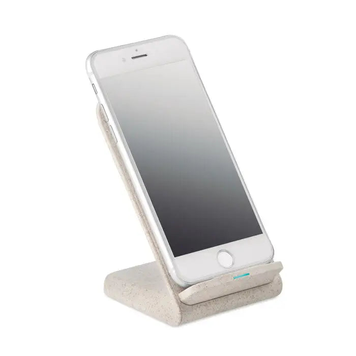 Incarcator paie de grau light beige cu suprafata texturata si indicator led albastru pentru incarcare rapida
