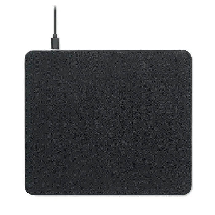 Incarcator pentru covoras de pluta negru cu suprafata texturata si cablu usb-c 15w pentru incarcare wireless