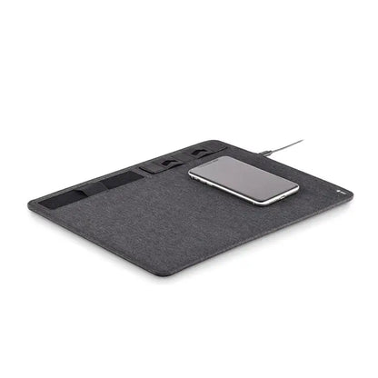 Incarcator rpet mouse mat 15w gri închis din fetru cu suport integrat pentru telefon și port pentru cablu