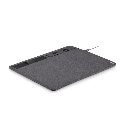 Pad de răcire pentru laptop gri din fetru cu porturi de încărcare integrate și design minimalist incarcat or RPET 15W