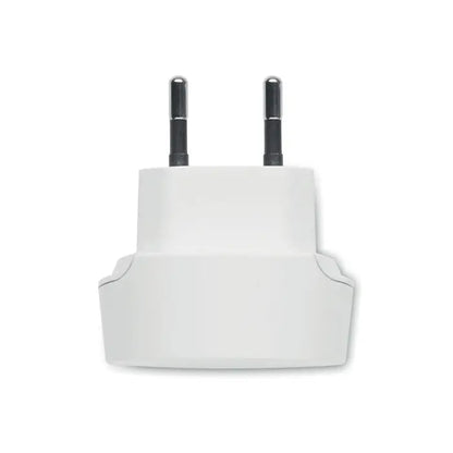 Adaptor de călătorie euro SKROSS alb din plastic cu pini negri și argintii și încărcător USB 12W 2xA