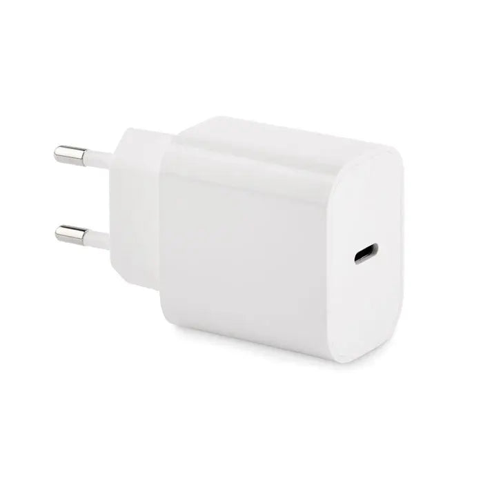 Incarcator usb alb 20w cu doua porturi usb type-c si priza ue de perete dreptunghiular