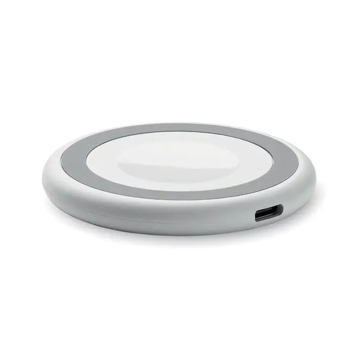 Incarcator wireless 3 in 1 15w circular cu inel gri mat și suprafață albă netedă pentru încărcare rapidă